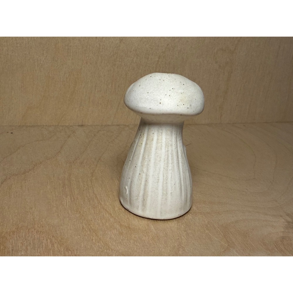 Creative Co-op Mushroom Candle Holder Stoneware Mini Speckled White Cottagecore